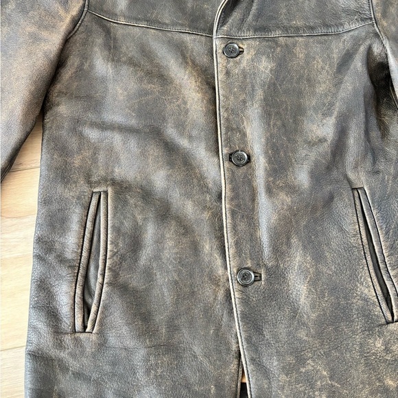 Vtg Marc New York Andrew Marc Mens Small Distressed Leather Heavy Jacket Brown - Picture 2 of 12